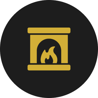 Icon of a fireplace with flames.