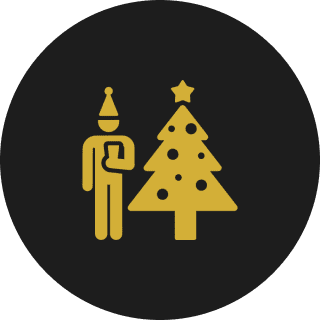Person with Christmas tree icon, festive theme.